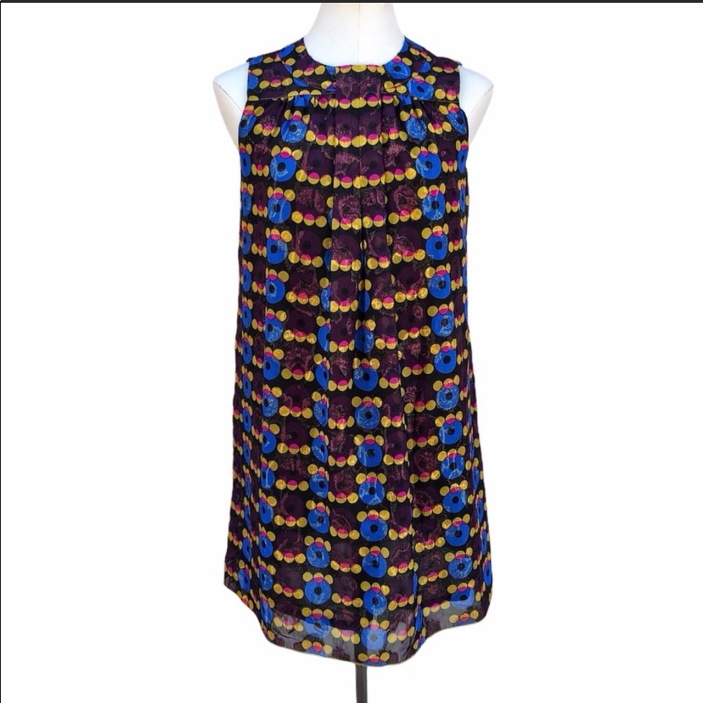 NWT Anna Sui Metallic Circles Shift Dress